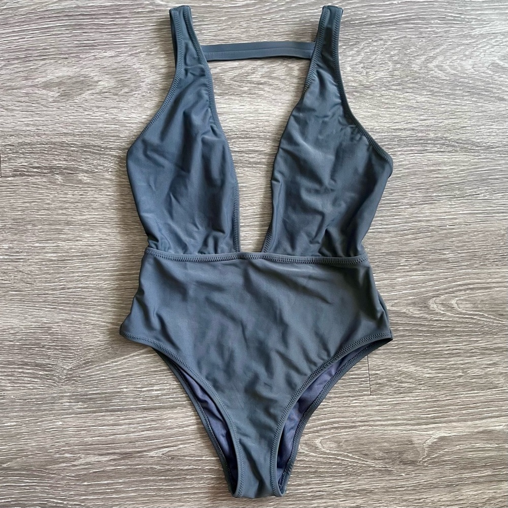 NWOT Grey Deep Cut Swimsuit